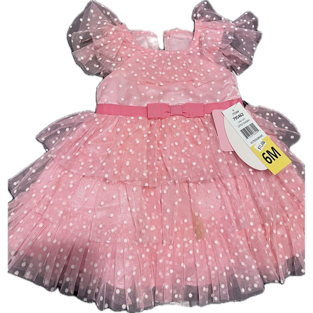 Jona Michelle Baby Girls Size 6 Months Pink Polka Dot Special Occasion Dress